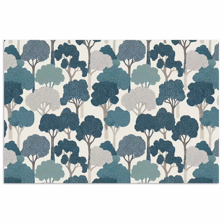 Poster - Modern - Bomen - Bos - Patroon - Blauw — 1
