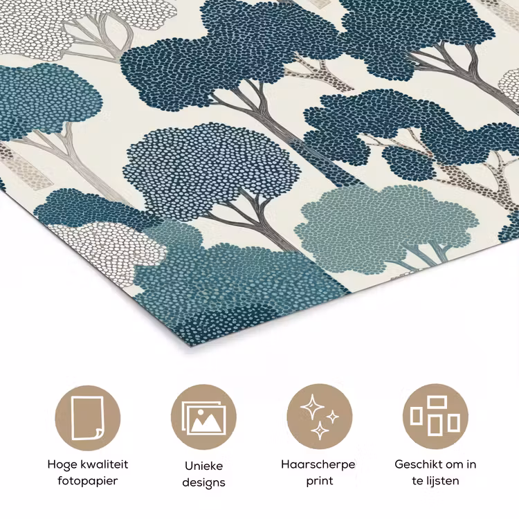 Poster - Modern - Bomen - Bos - Patroon - Blauw — 5