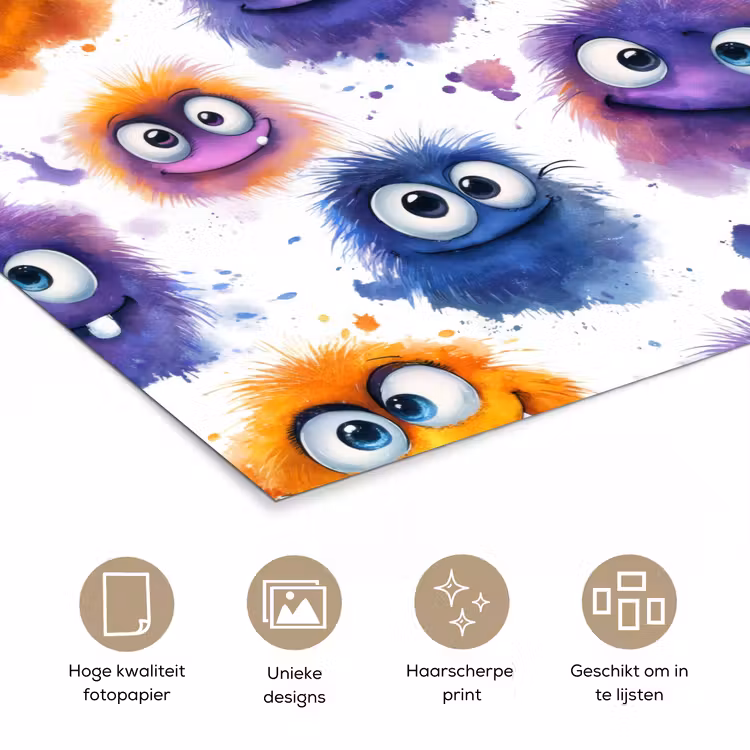 Poster - Monstertjes - Aquarel - Kleurrijk — 5