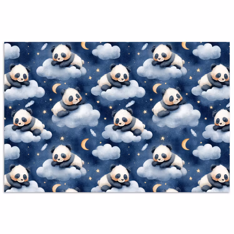 Poster - Panda's - Slapen - Blauw — 1