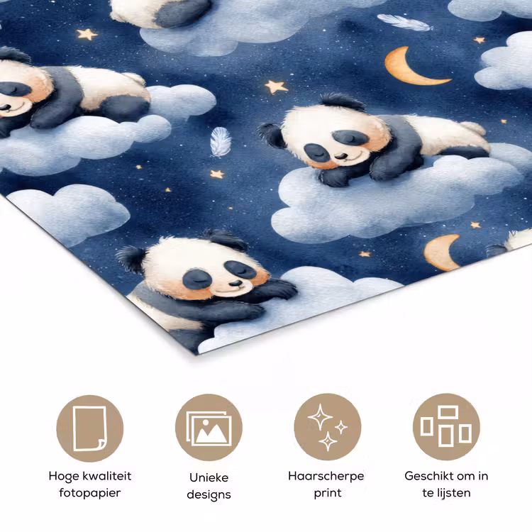 Poster - Panda's - Slapen - Blauw — 5