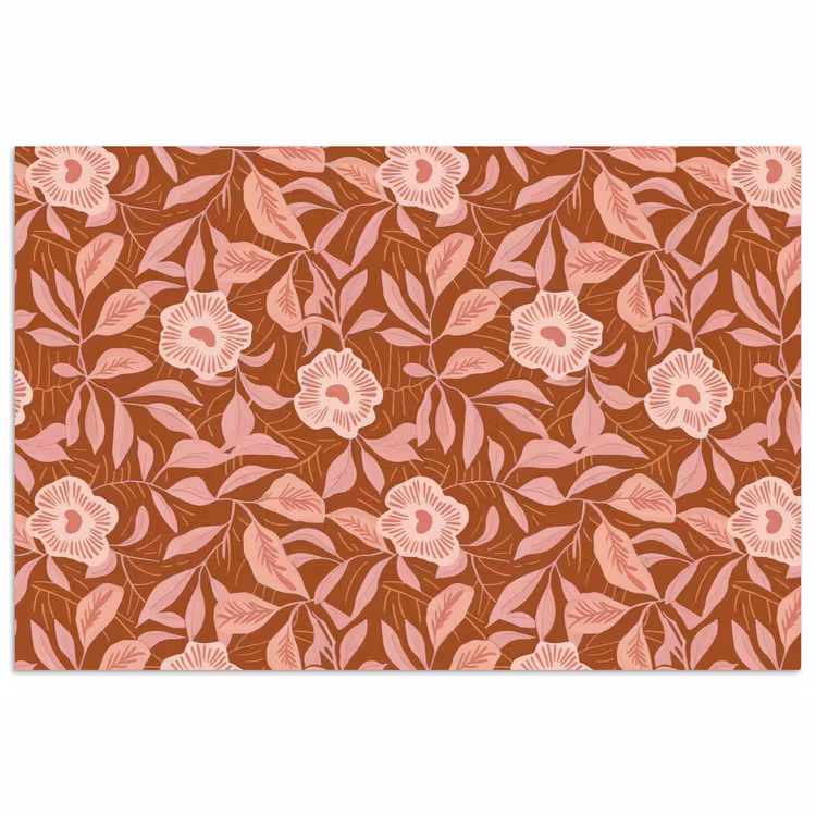 Poster - Patroon - Bladeren - Terracotta — 1