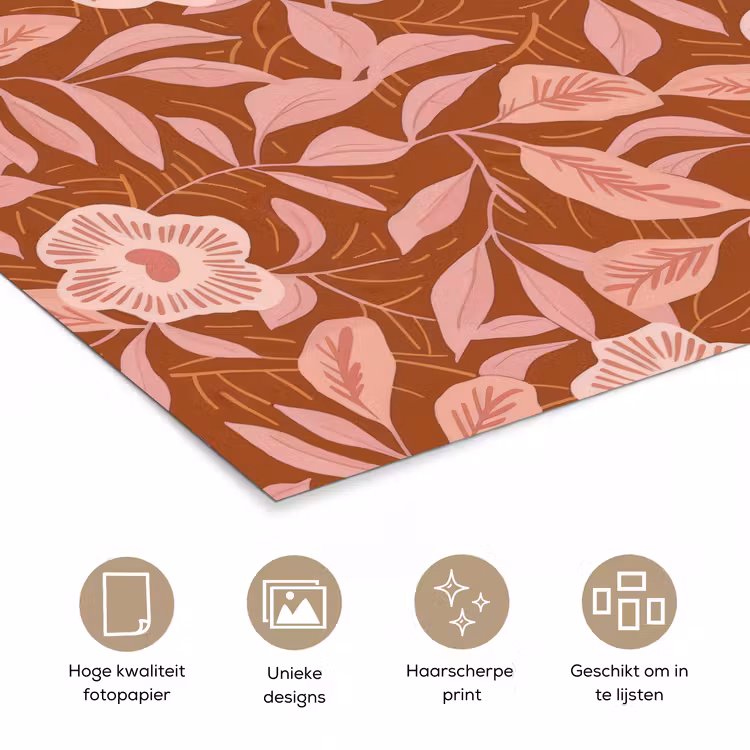 Poster - Patroon - Bladeren - Terracotta — 5
