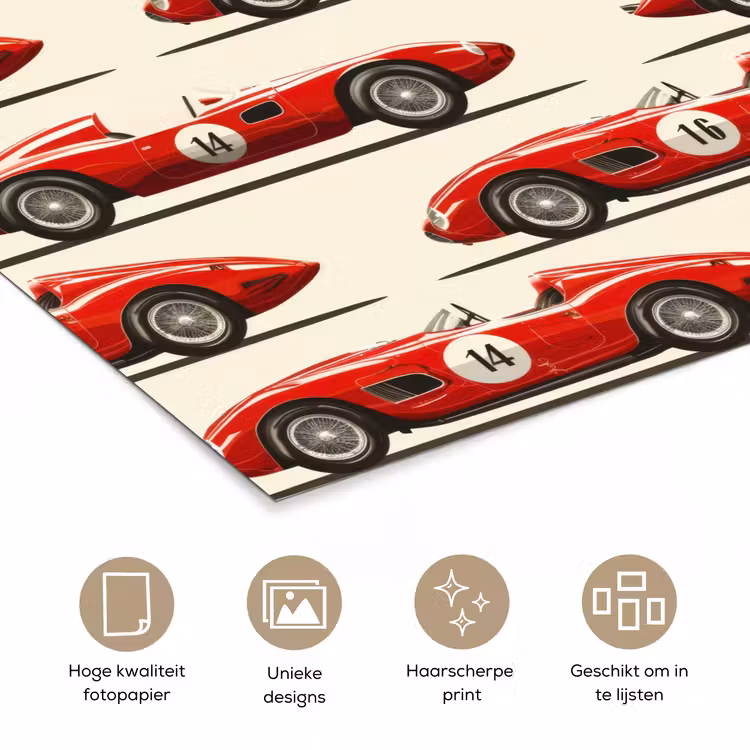 Poster - Raceauto - Retro - Rood — 5