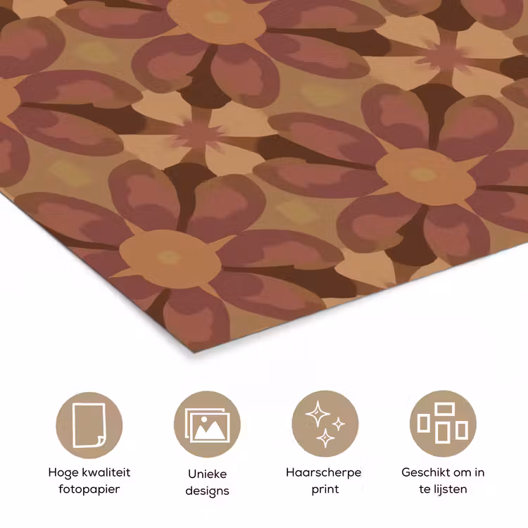 Poster - Retro - Bloemen - Bruin — 5