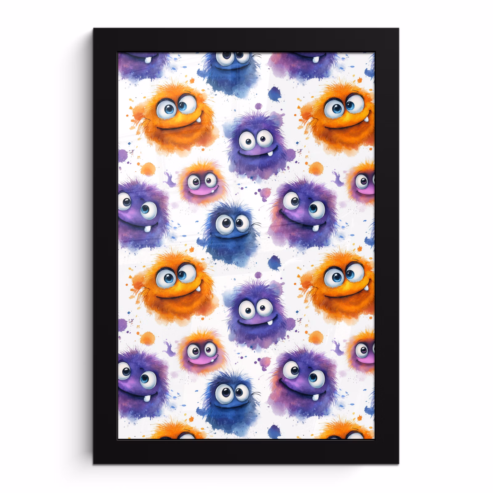 Poster met lijst - Monstertjes - Aquarel - Kleurrijk — 1