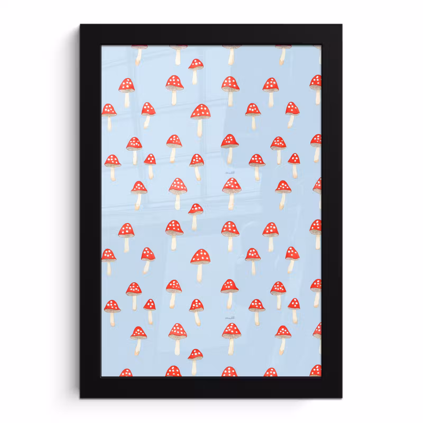 Poster met lijst - Paddenstoel -Sprookje - Blauw — 1