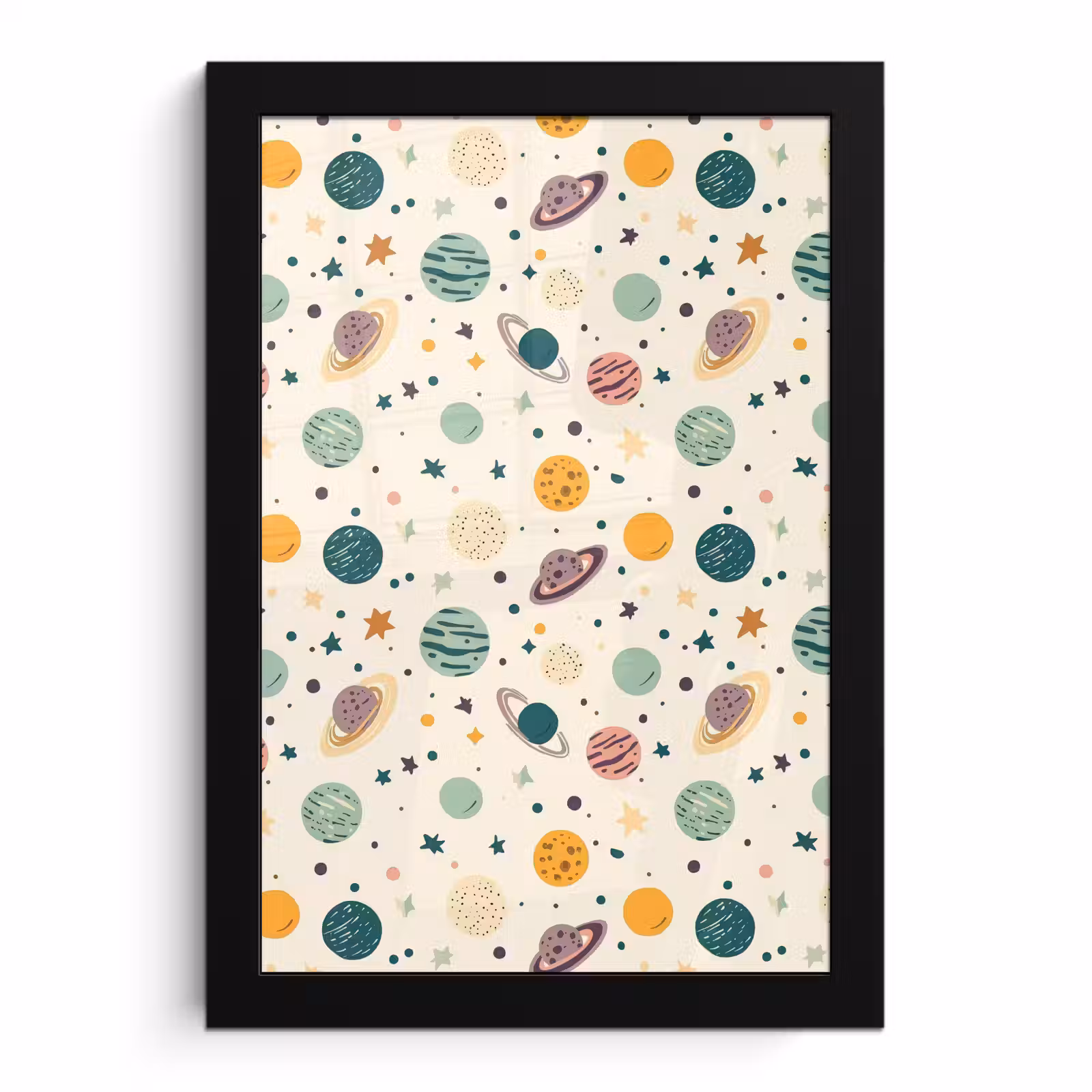 Poster met lijst - Planeten - Retro - Kleurrijk — 1