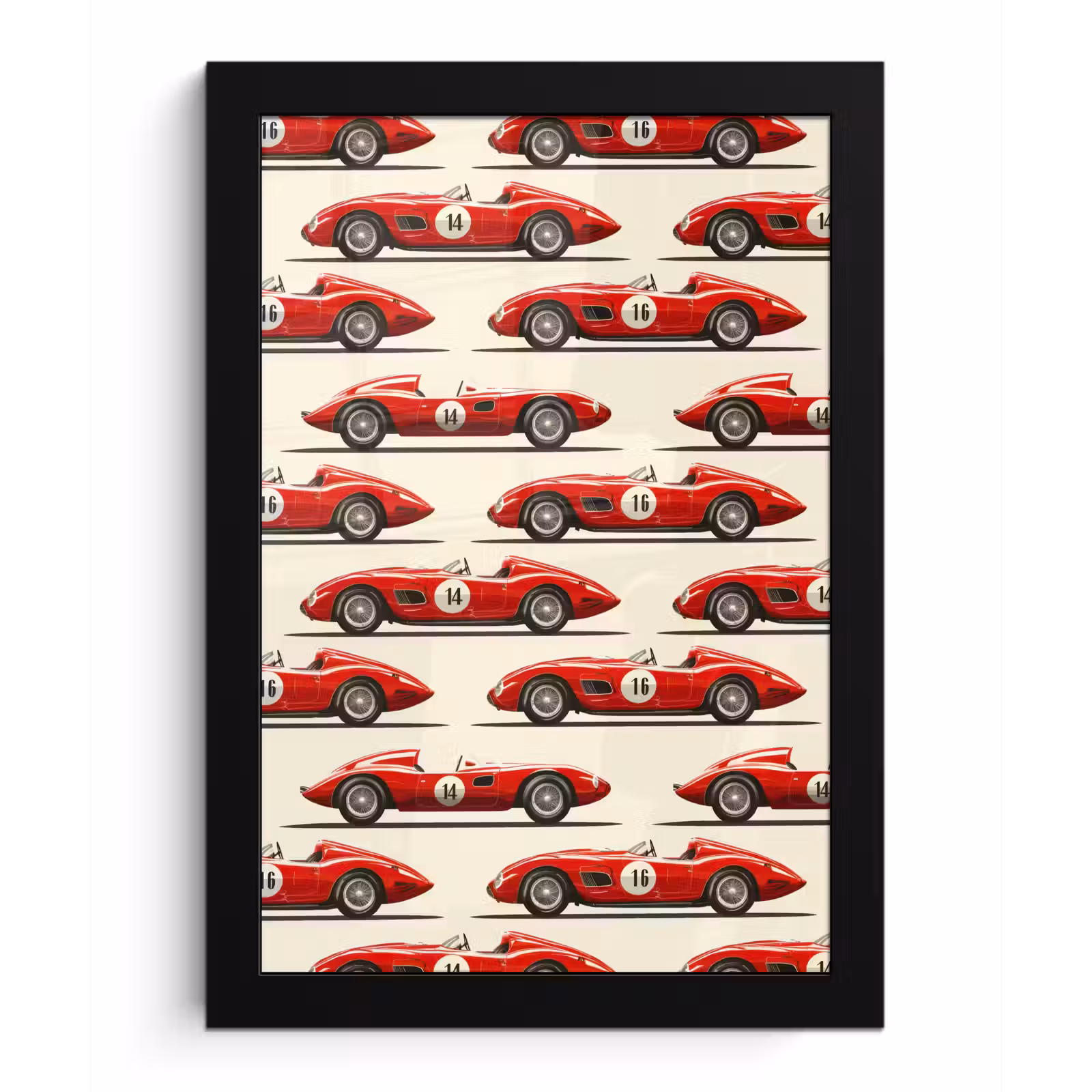 Poster met lijst - Raceauto - Retro - Rood — 1