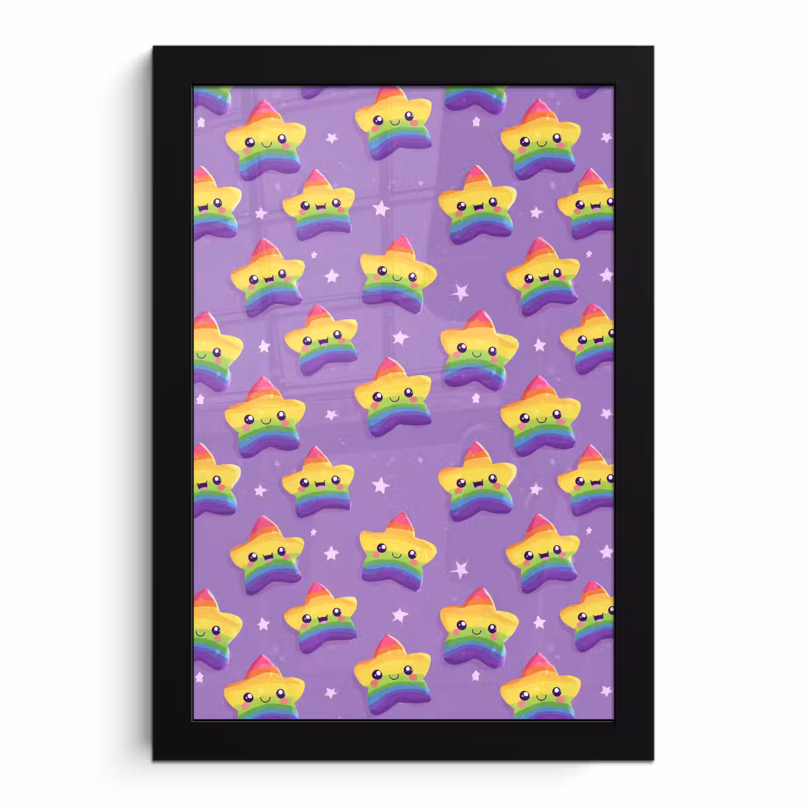 Poster met lijst - Sterren - Regenboog - Paars — 1