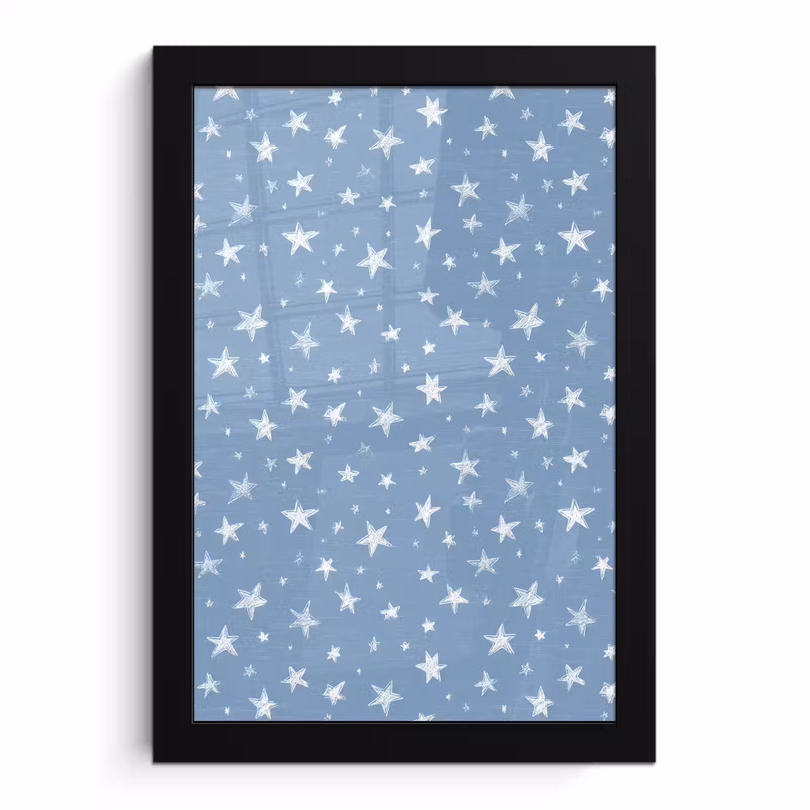 Poster met lijst - Sterretjes - Patroon - Blauw — 1