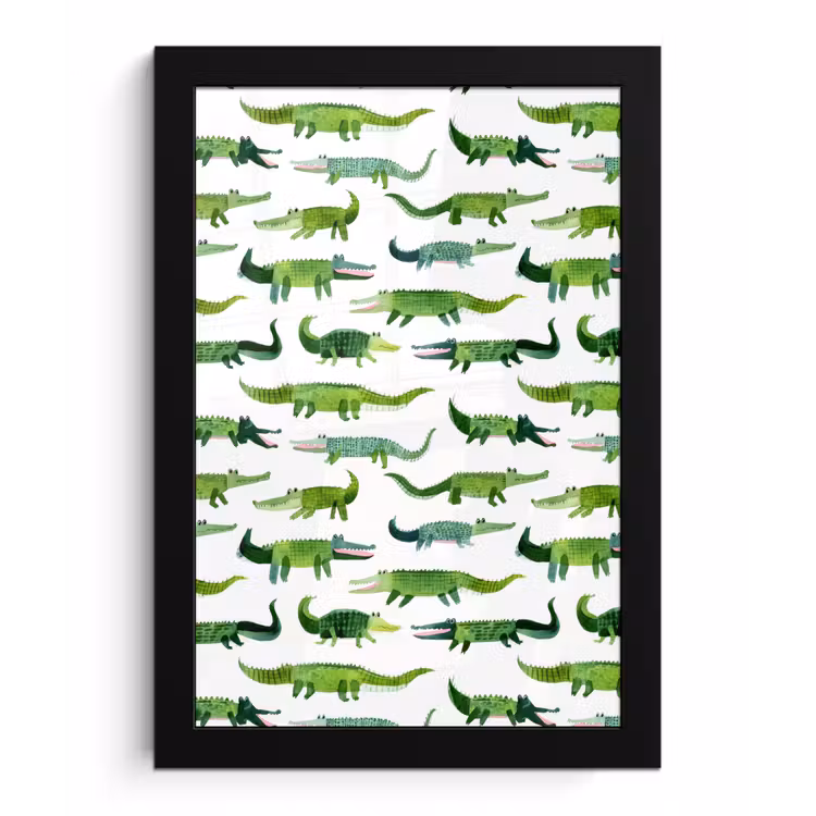 Poster met lijst - krokodillen - Speels - Groen — 1
