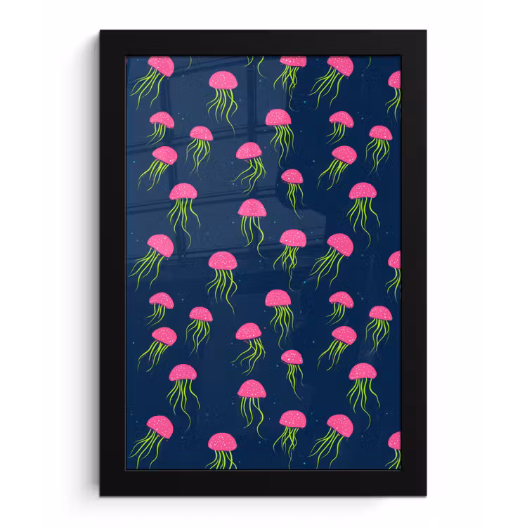 Poster met lijst - Kwallen - Diepzee - Neon — 1
