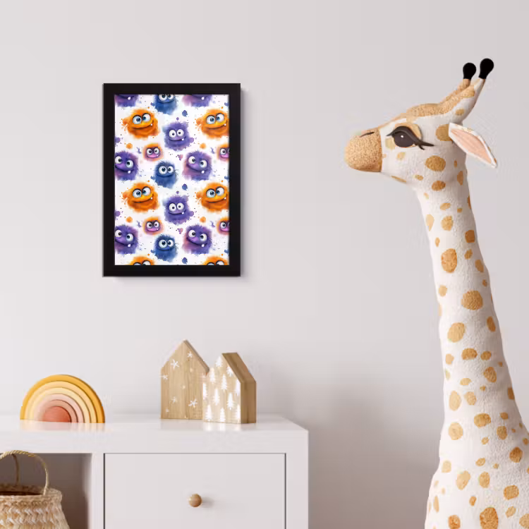 Poster met lijst - Monstertjes - Aquarel - Kleurrijk — 5