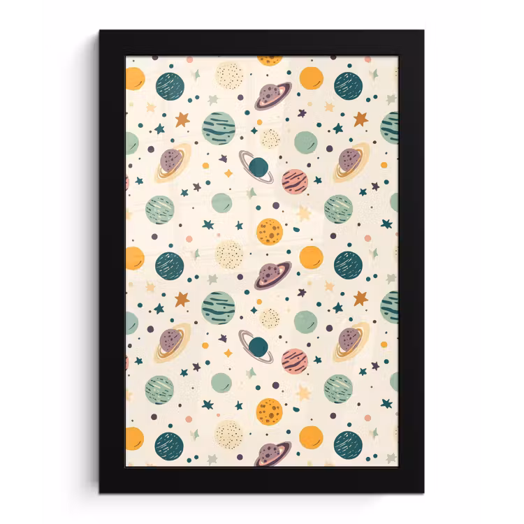 Poster met lijst - Planeten - Retro - Kleurrijk — 1