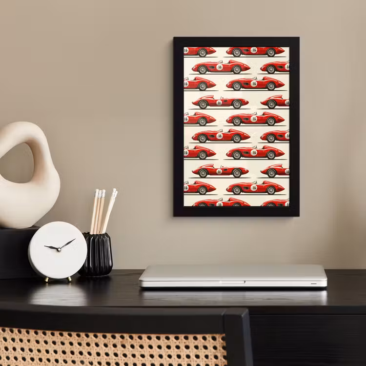 Poster met lijst - Raceauto - Retro - Rood — 3