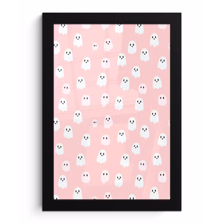 Poster met lijst - Spookjes - Patroon - Roze — 1