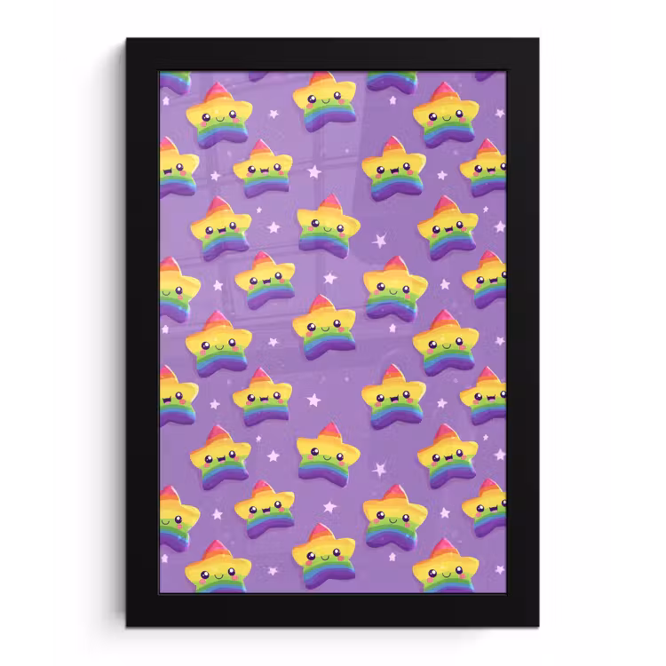Poster met lijst - Sterren - Regenboog - Paars — 1