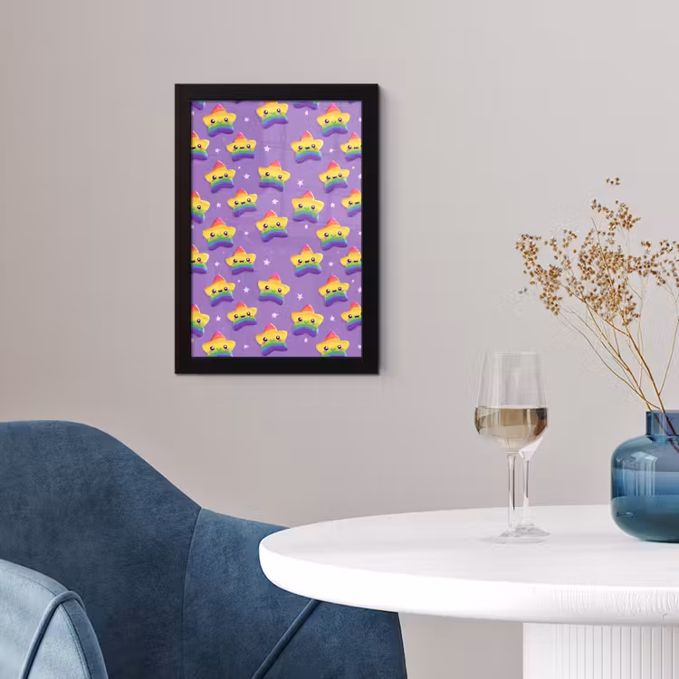 Poster met lijst - Sterren - Regenboog - Paars — 2