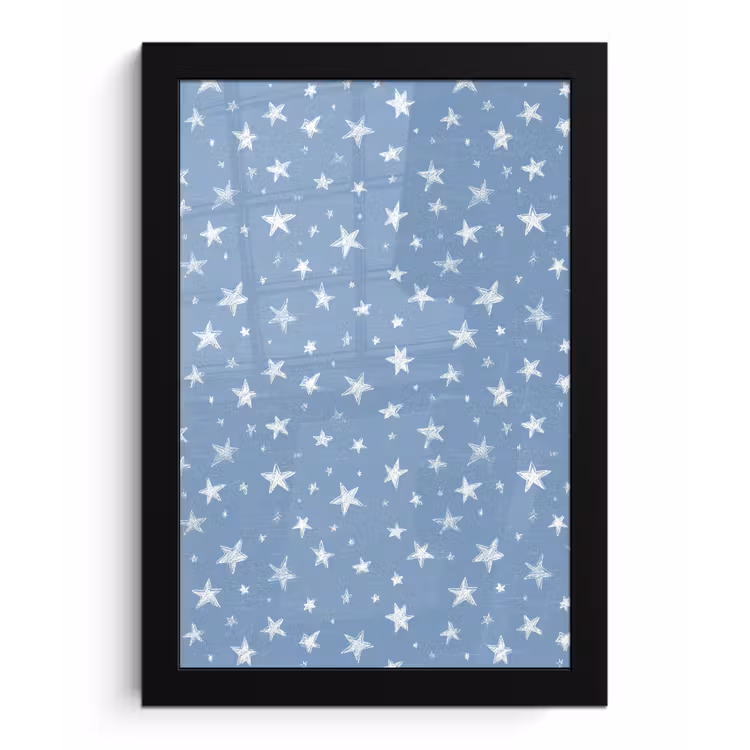 Poster met lijst - Sterretjes - Patroon - Blauw — 1