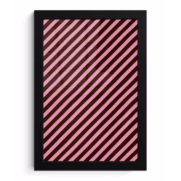 Poster met lijst - Strepen - Roze - Bruin — 1