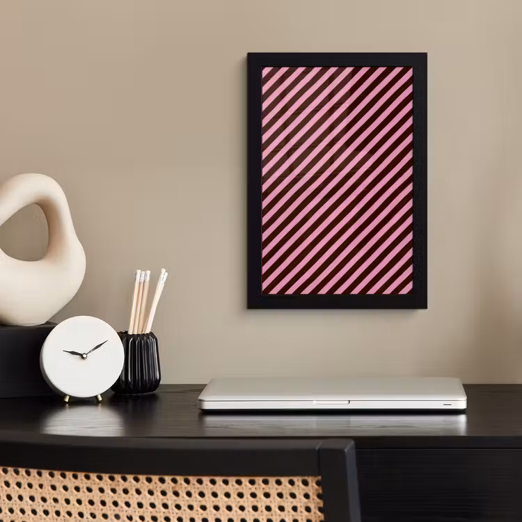 Poster met lijst - Strepen - Roze - Bruin — 3