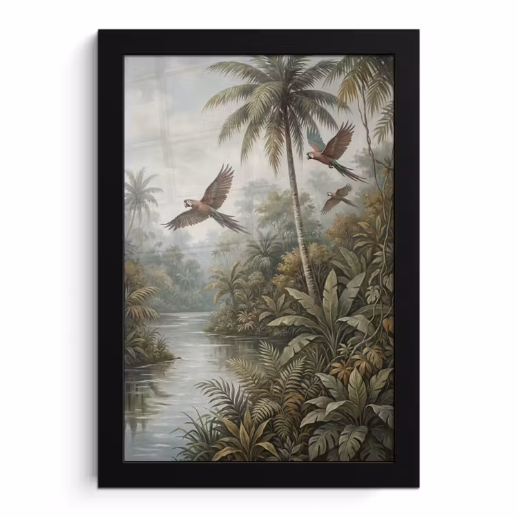Poster met lijst - Vogel - Vliegend - Tropisch - Landschap - Klassiek — 1