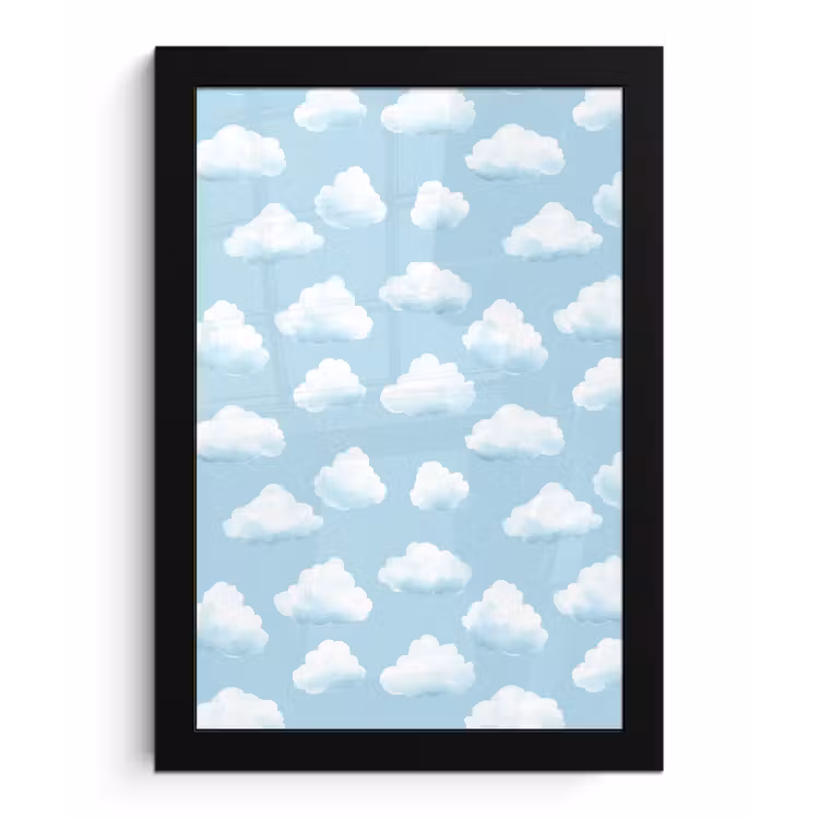 Poster met lijst - Wolken - Illustratie - Blauw — 1