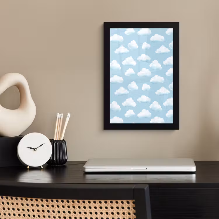Poster met lijst - Wolken - Illustratie - Blauw — 3