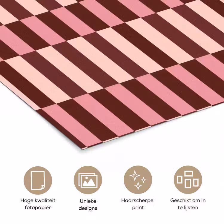 Poster - Roze - Rood - Blokjes — 5