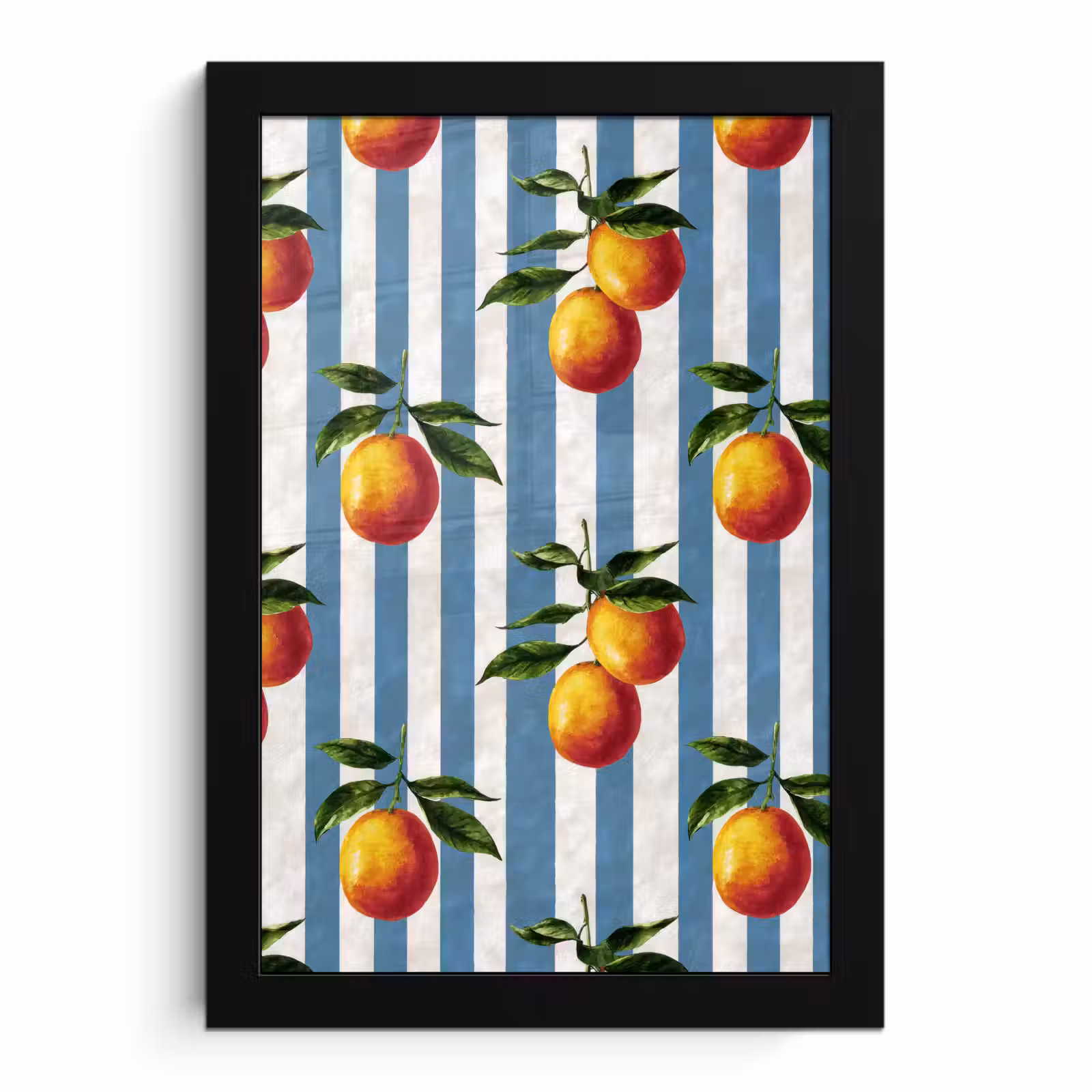 Poster met lijst - Strepen - Citroen - Blauw — 1