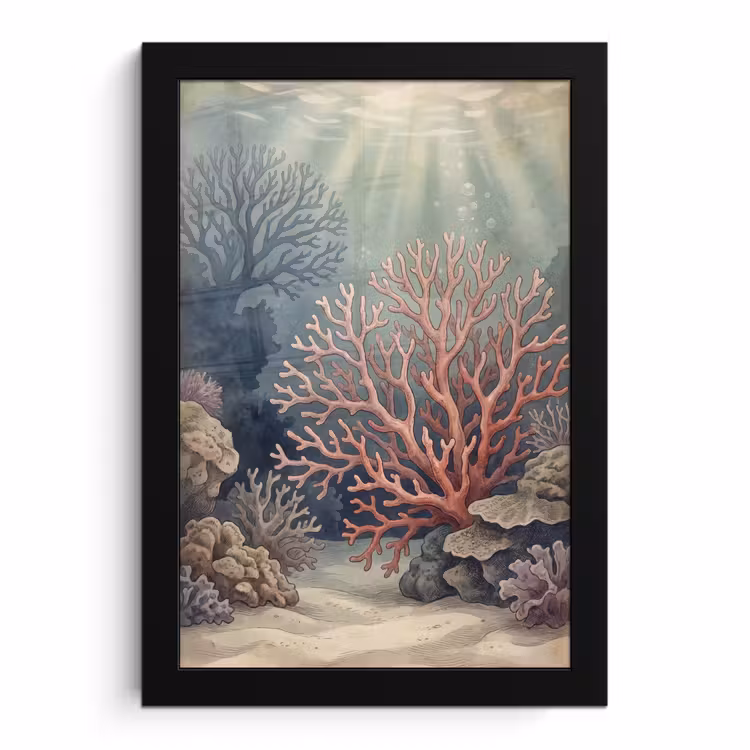 Poster met lijst - Koraal - Onderwater - Natuur - Roze — 1