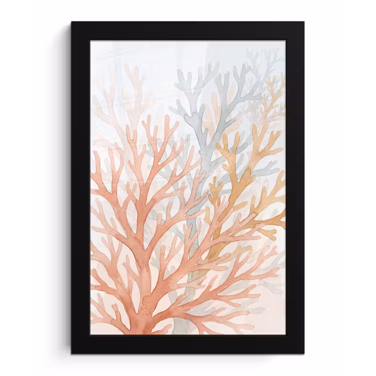 Poster met lijst - Natuur - Abstract - Aquarel - Organisch - Warm — 1