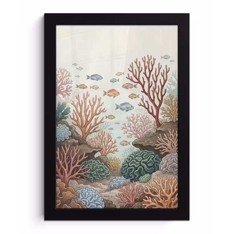 Poster met lijst - Onderwater - Koraal - Vis - Natuur — 1