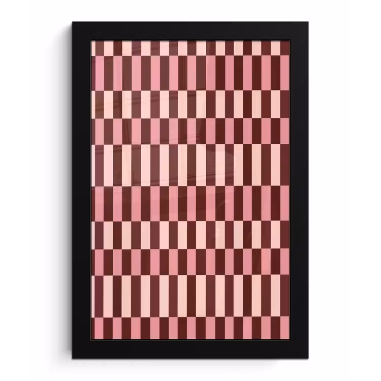 Poster met lijst - Roze - Rood - Blokjes — 1