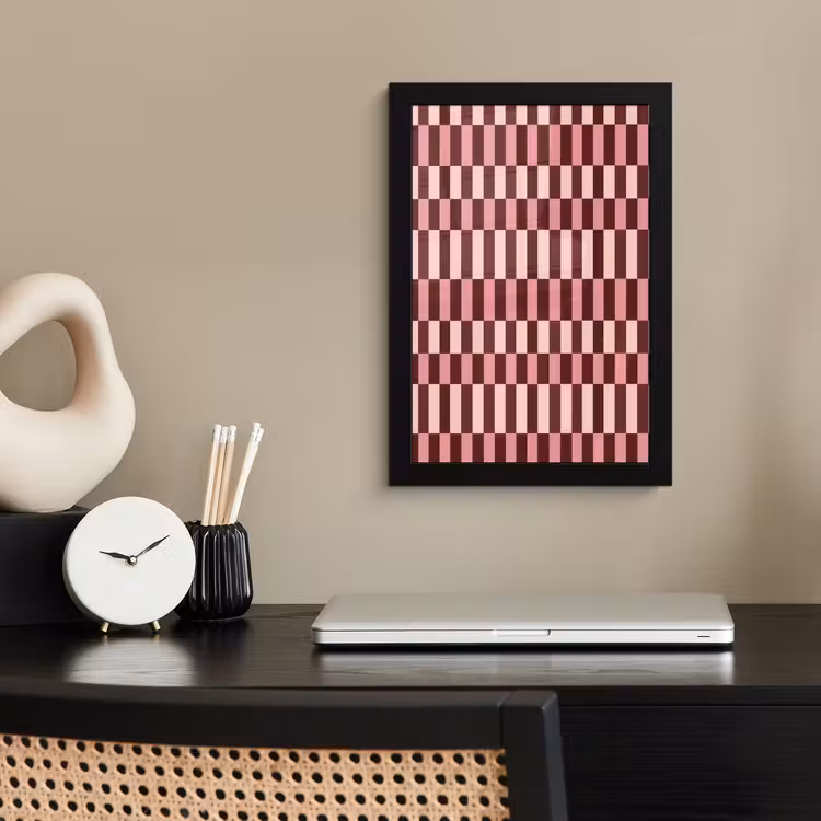 Poster met lijst - Roze - Rood - Blokjes — 3
