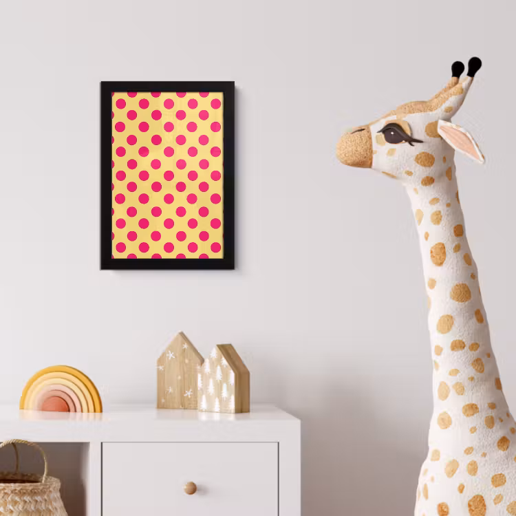 Poster met lijst - Roze - Stippen - Geel — 5