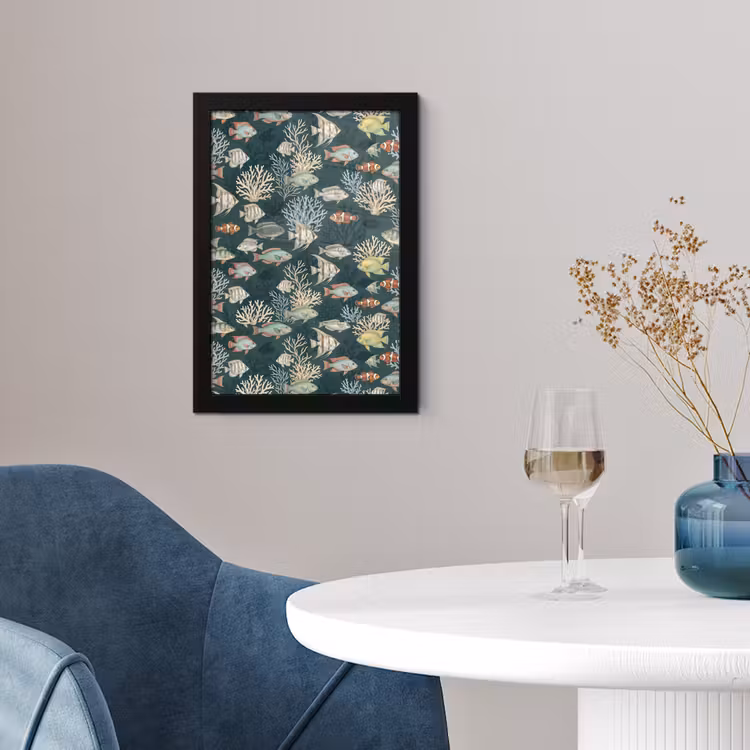 Poster met lijst - Vis - Koraal - Onderwater - Illustratie — 2
