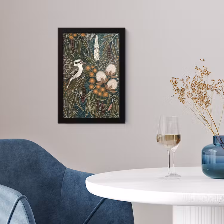 Poster met lijst - Vogel - Bladeren - Natuur - Illustratie - Groen — 2
