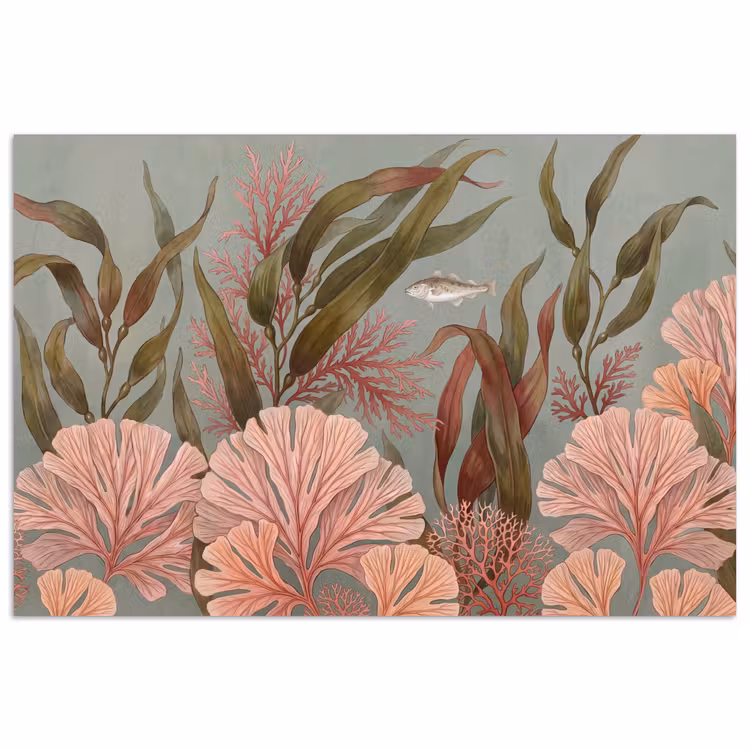 Poster - Onderwater - Planten - Vis - Vintage - Groen — 1