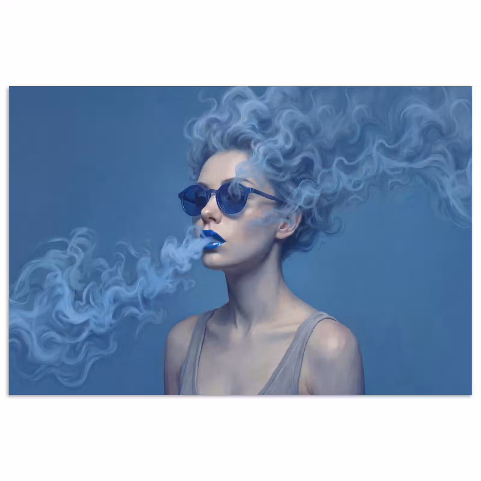 Poster - Portret - Zonnebril - Rook - Abstract - Blauw — 1