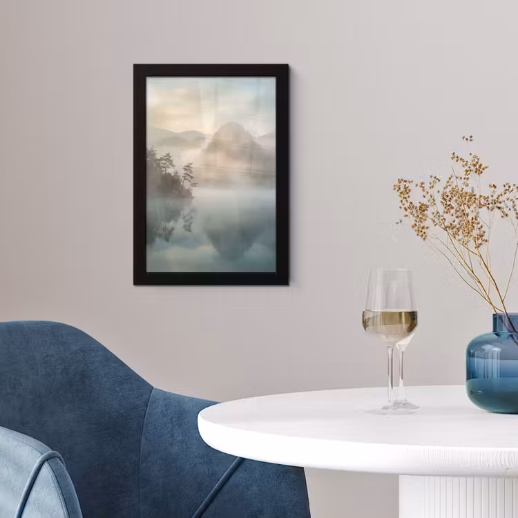 Poster met lijst - Landschap - Bergen - Mist - Water - Natuur — 2