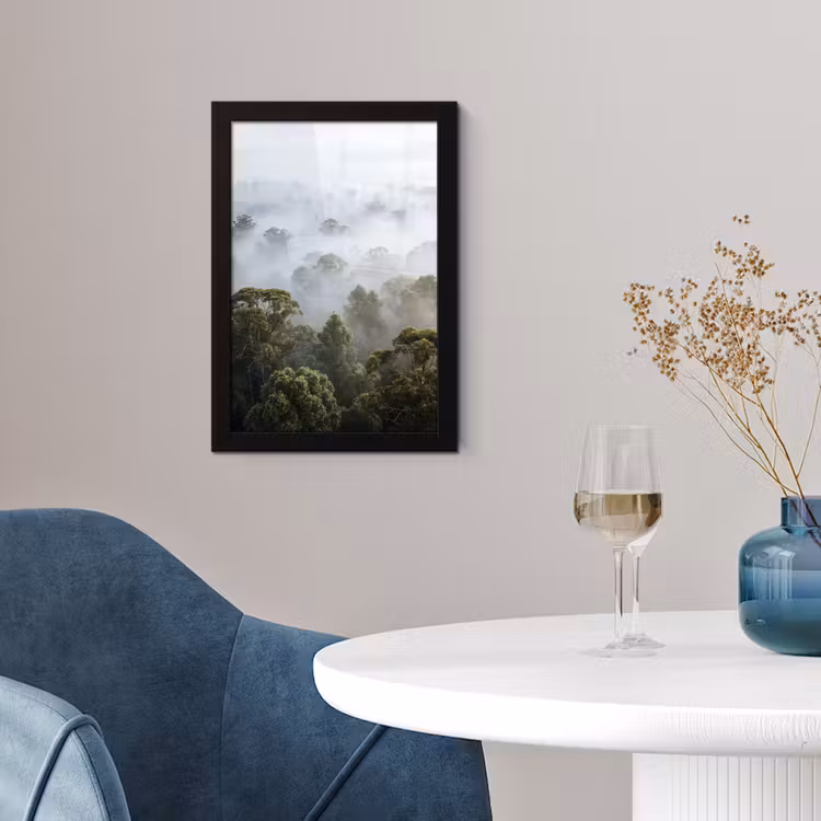 Poster met lijst - Natuur - Mist - Bos - Ochtend - Goud — 2