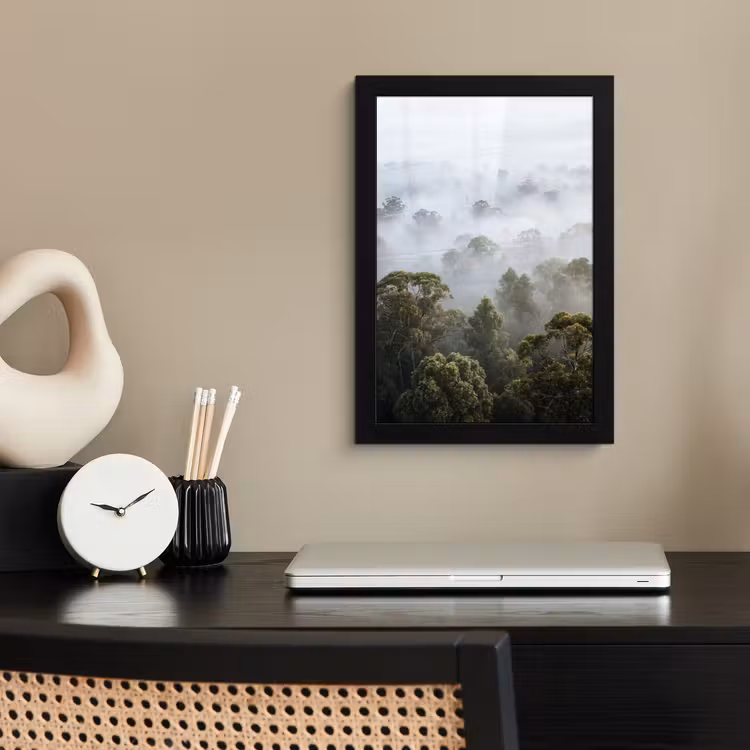 Poster met lijst - Natuur - Mist - Bos - Ochtend - Goud — 3