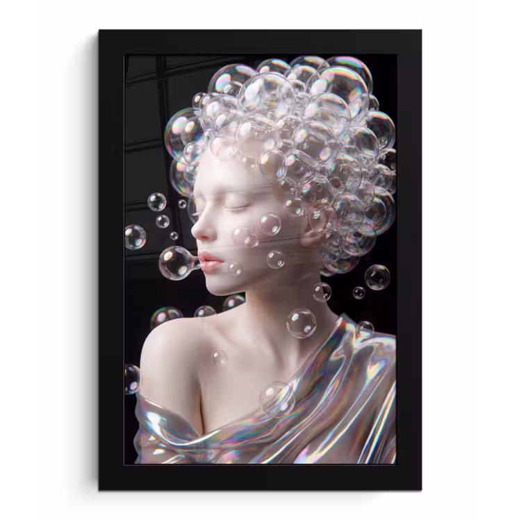 Poster met lijst - Vrouw - Bellen - Abstract - Kleurrijk — 1