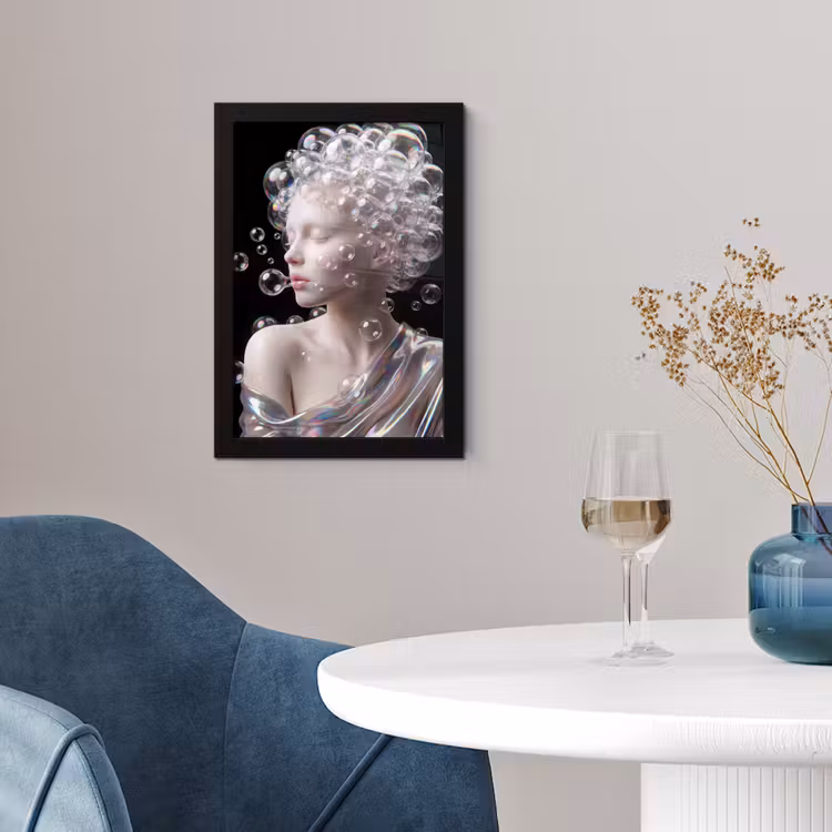 Poster met lijst - Vrouw - Bellen - Abstract - Kleurrijk — 2