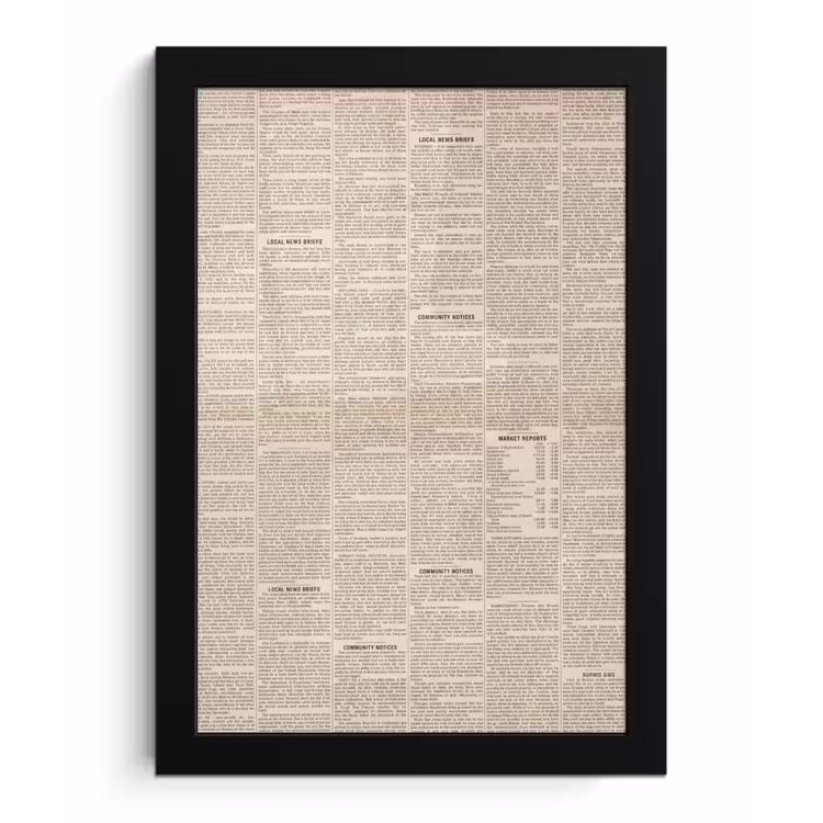 Poster met lijst - Krant - Nieuws - Historisch - Vintage - Beige — 1