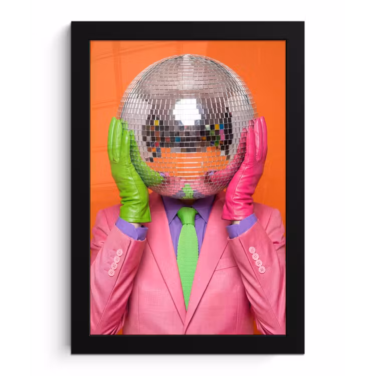 Poster met lijst - Kunst - Disco bal - Kleurrijk - Modern - Studio — 1