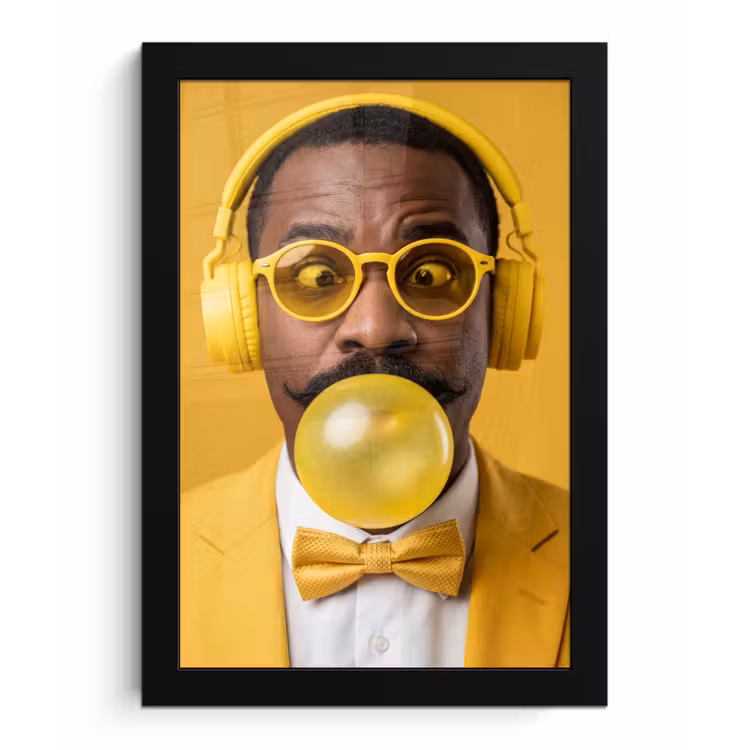 Poster met lijst - Man - Bubblegum - Portret - Geel - Modern — 1