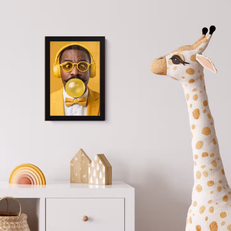 Poster met lijst - Man - Bubblegum - Portret - Geel - Modern — 5